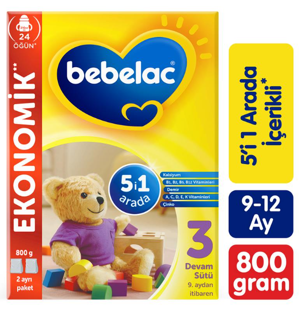 Bebelac 3 Devam Sütü 800g 9-12 Ay